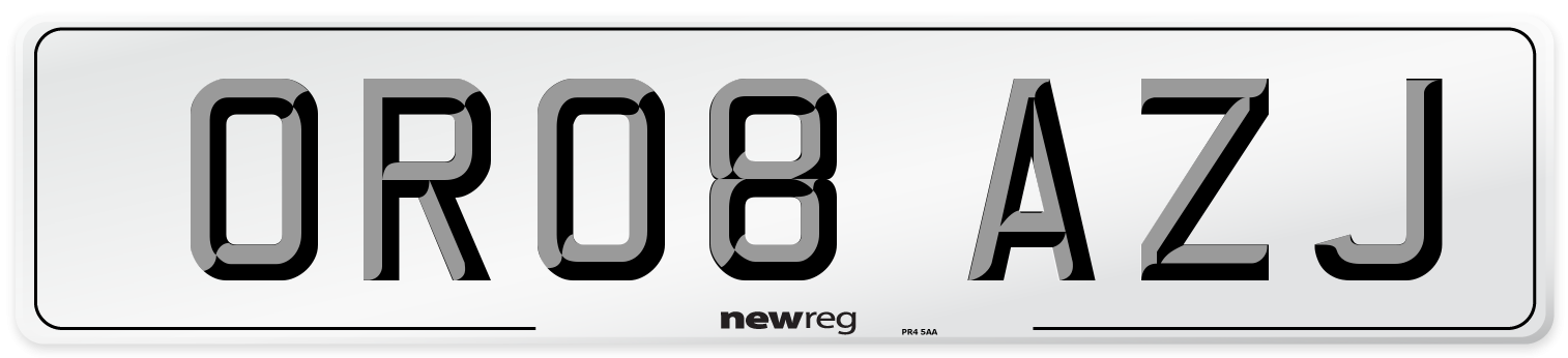 OR08 AZJ Number Plate from New Reg